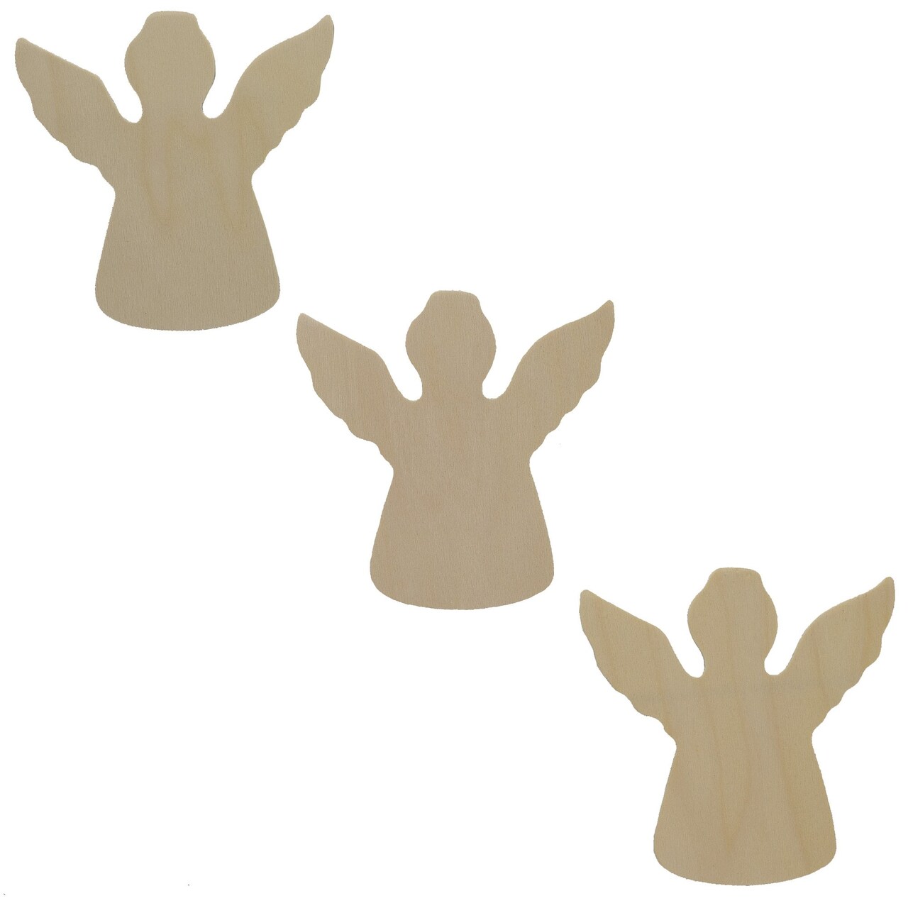3 Unfinished Wooden Angel Shapes Cutouts DIY Crafts 3.8 Inches